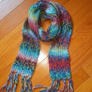 O'Neill rainbow knit scarf with tassels